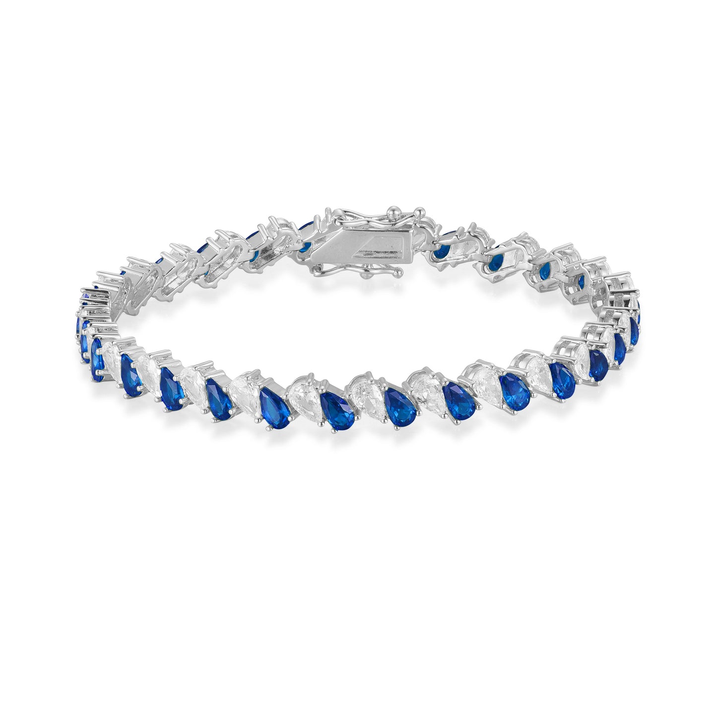Sterling Double Pear Silver Tennis Bracelet