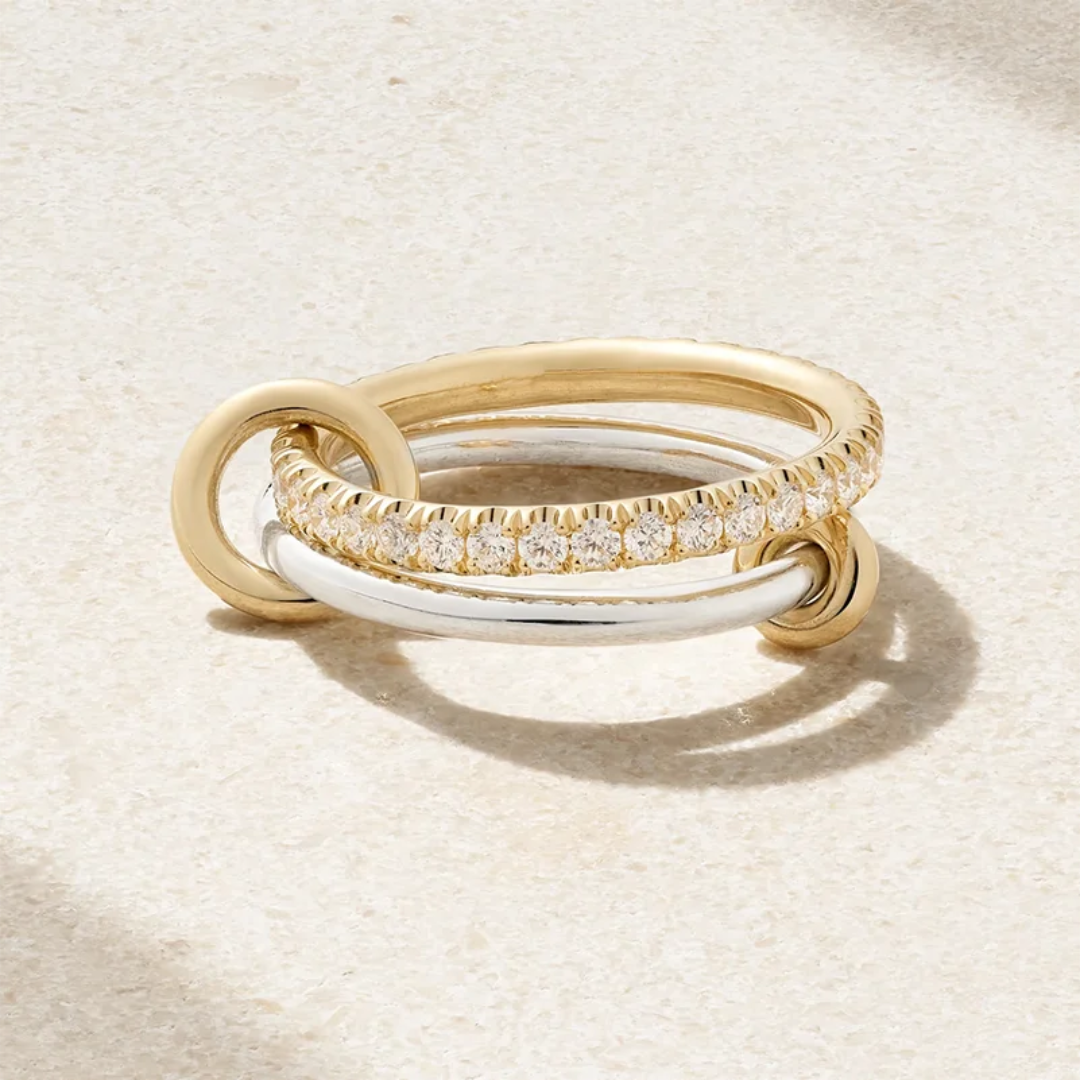 Sterling Silver Two Tone Interlocking Stacked Ring Set
