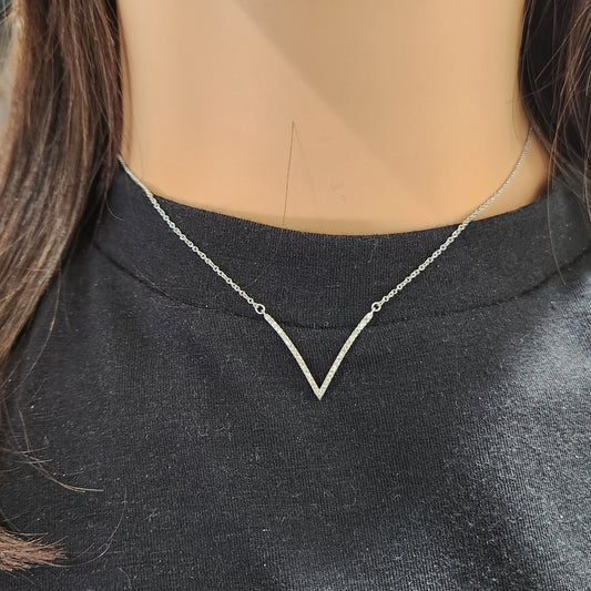 10K Gold Diamond V Shape Necklace