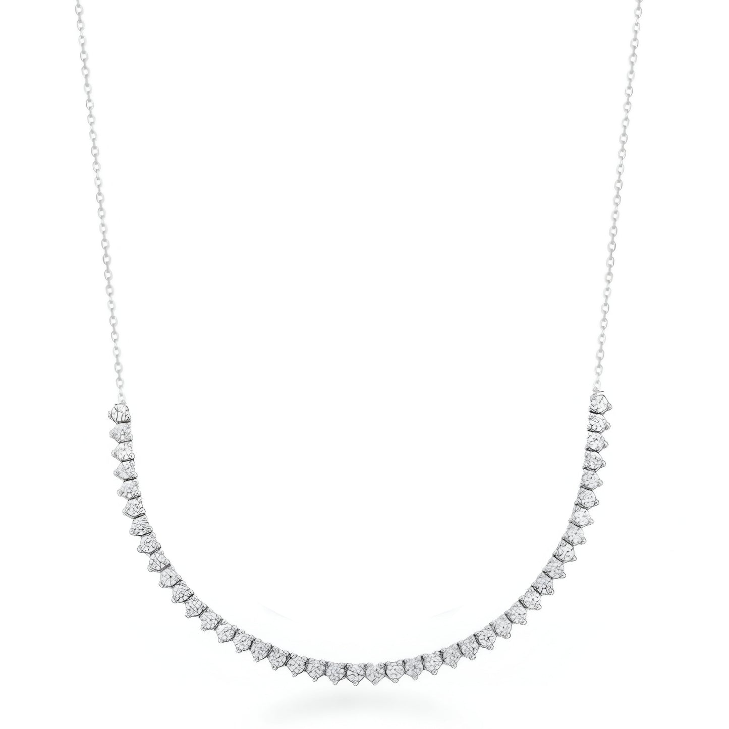 14K Soft 3 Prong Setting Lab Grown Diamond Tennis Bar Necklace