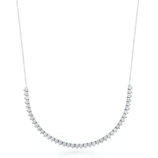 14K Soft 3 Prong Setting Lab Grown Diamond Tennis Bar Necklace