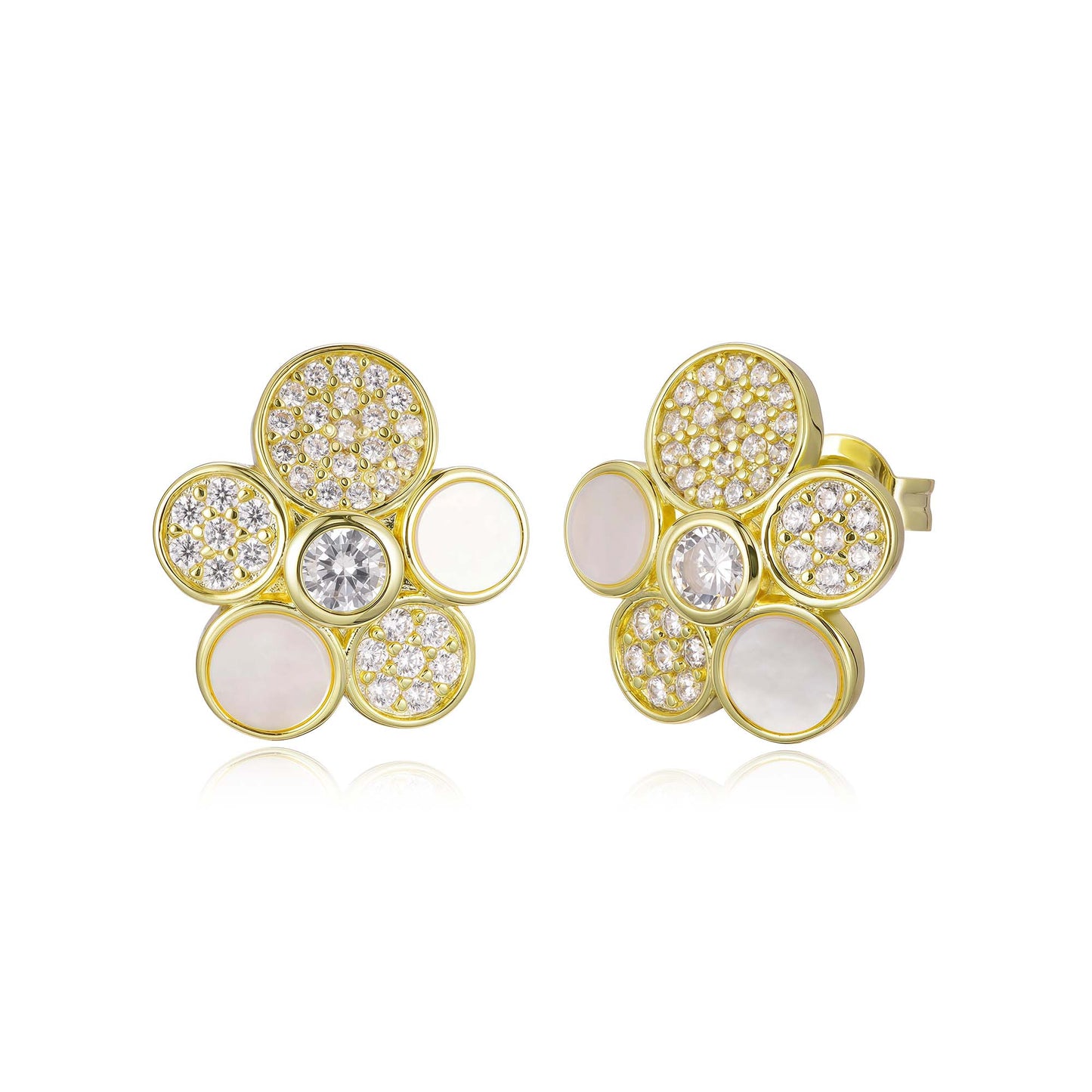Surgical Steel Gold Plated Bezel Set Circles Stud Earring