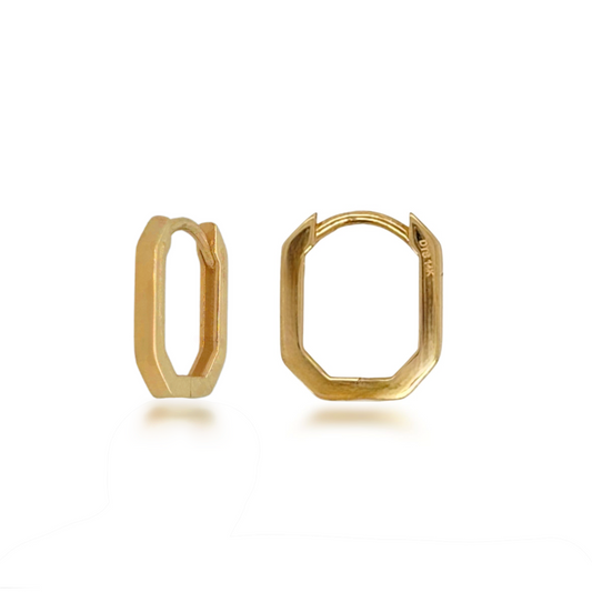 14k Gold Small Rectangular Hoop Earrings