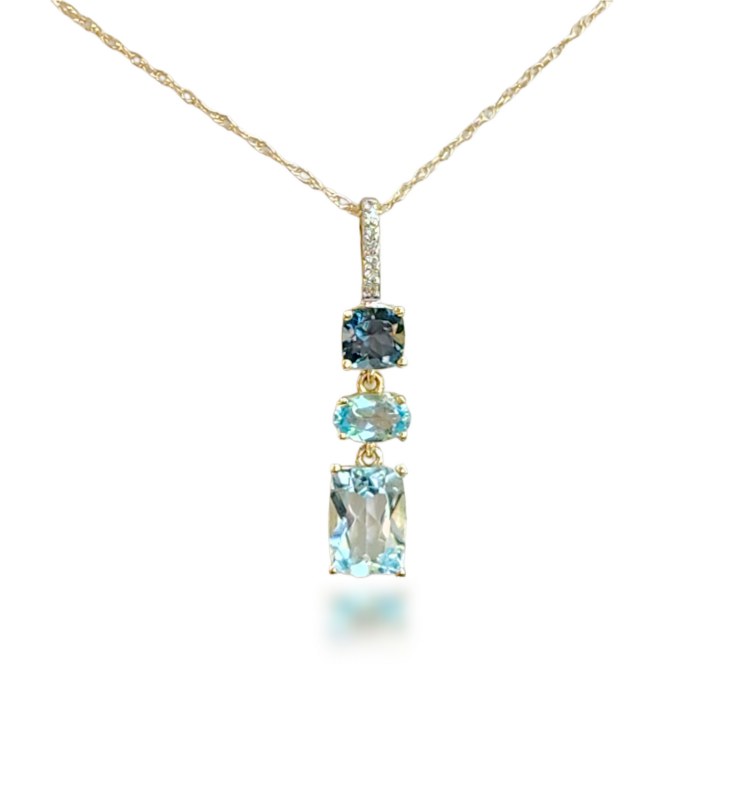 10k Gold Diamond and Shades of Topaz Pendant Necklace
