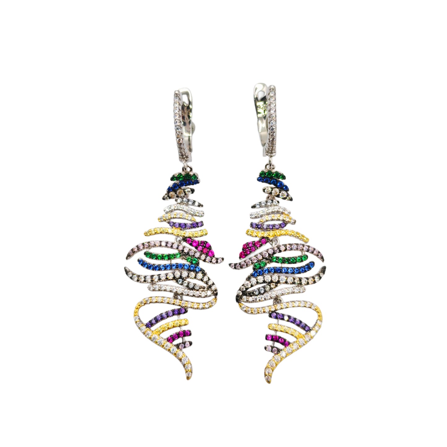 Sterling Silver Multi Colored Micro Pave Earring