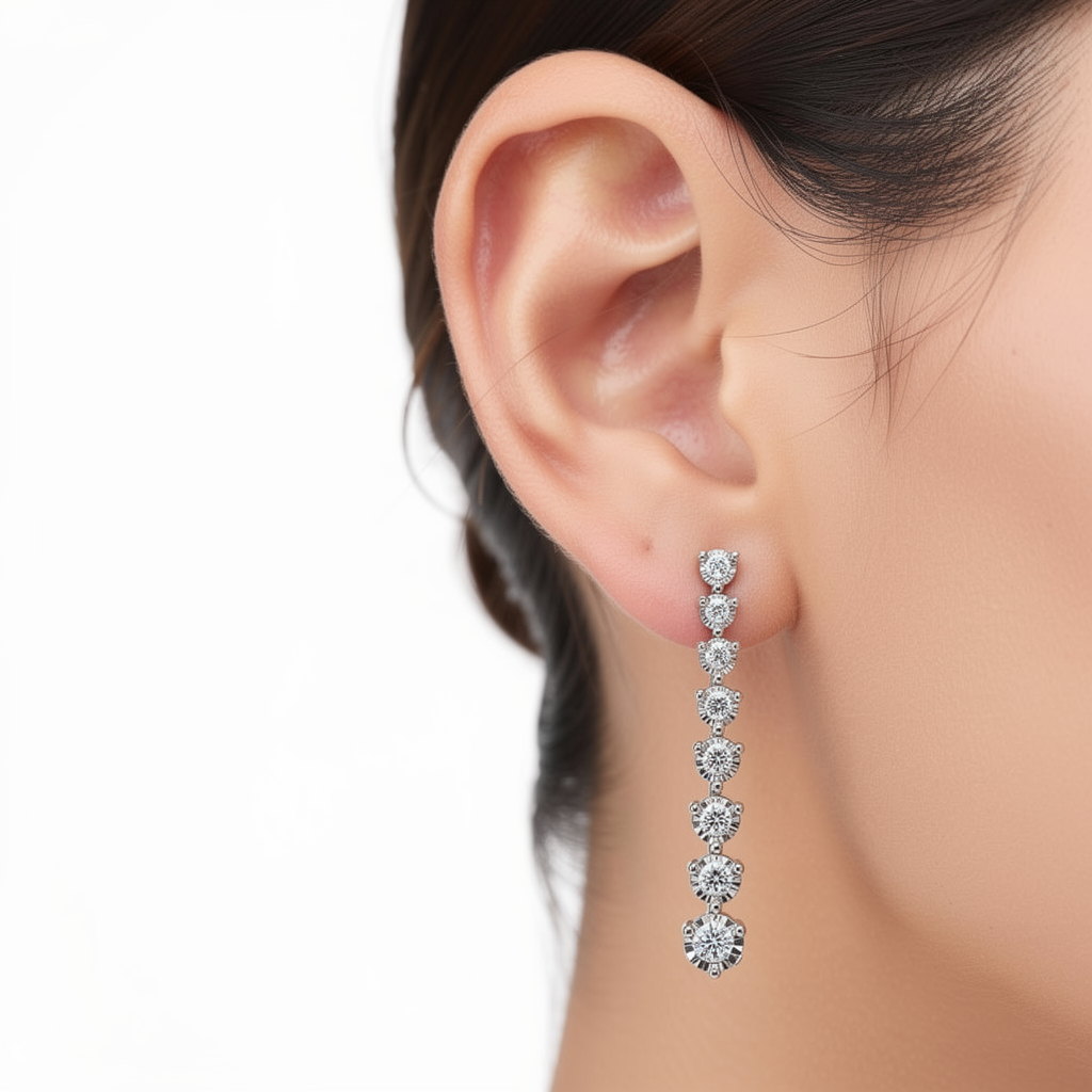 14K Gold Lab Grown Diamond Graduated Tennis Earrings