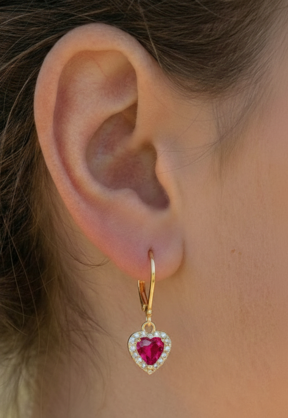 Gold Plated Heart Earrings for Kids (8mm) – Hypoallergenic Surgical Steel Screwback Studs