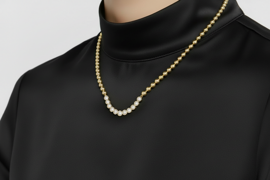 Gold-plated Sterling Silver Bezel Set CZ Soft Bar Necklace