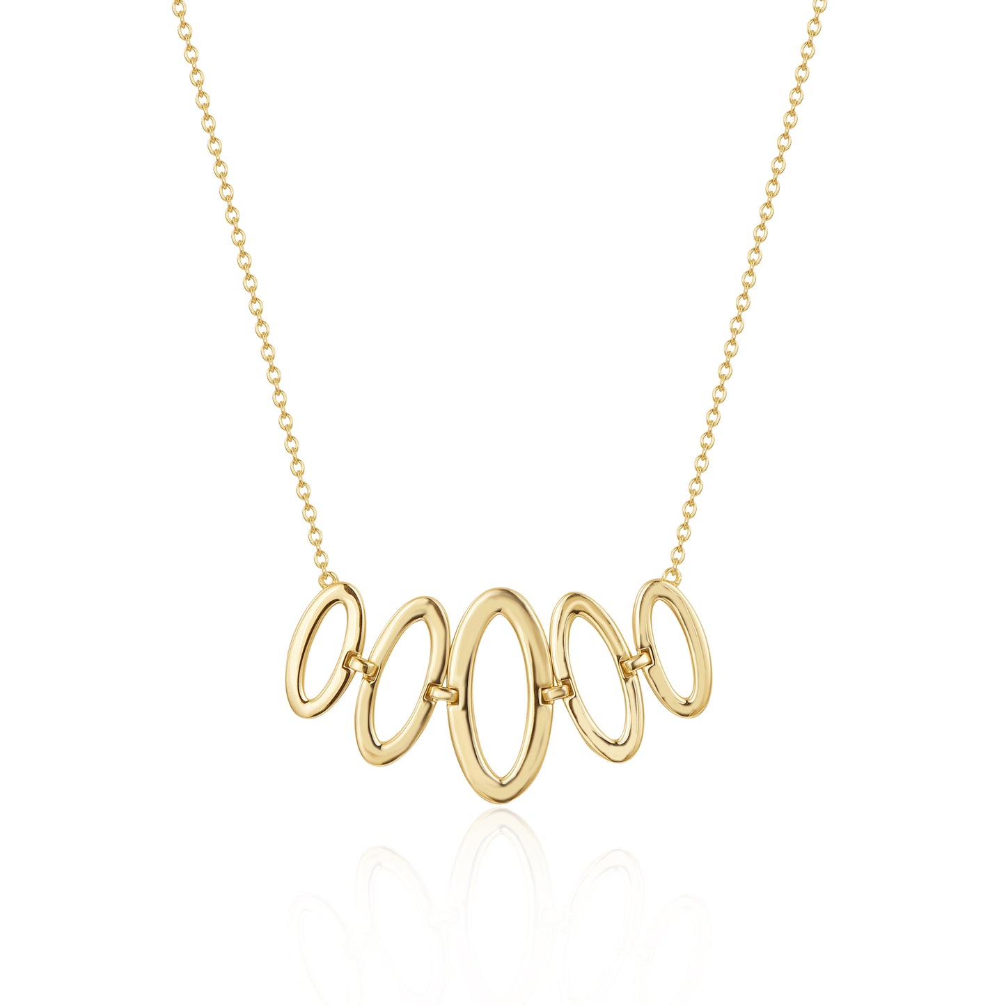 Sterling Silver Gold Plated Connecting Oval Necklace