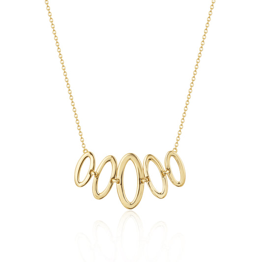 Sterling Silver Gold Plated Connecting Oval Necklace