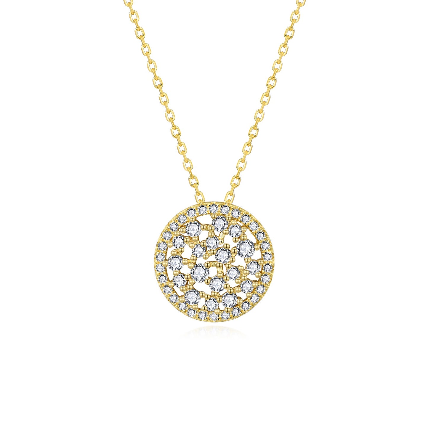 Sterling Silver Sprinkled Circle CZ Necklace