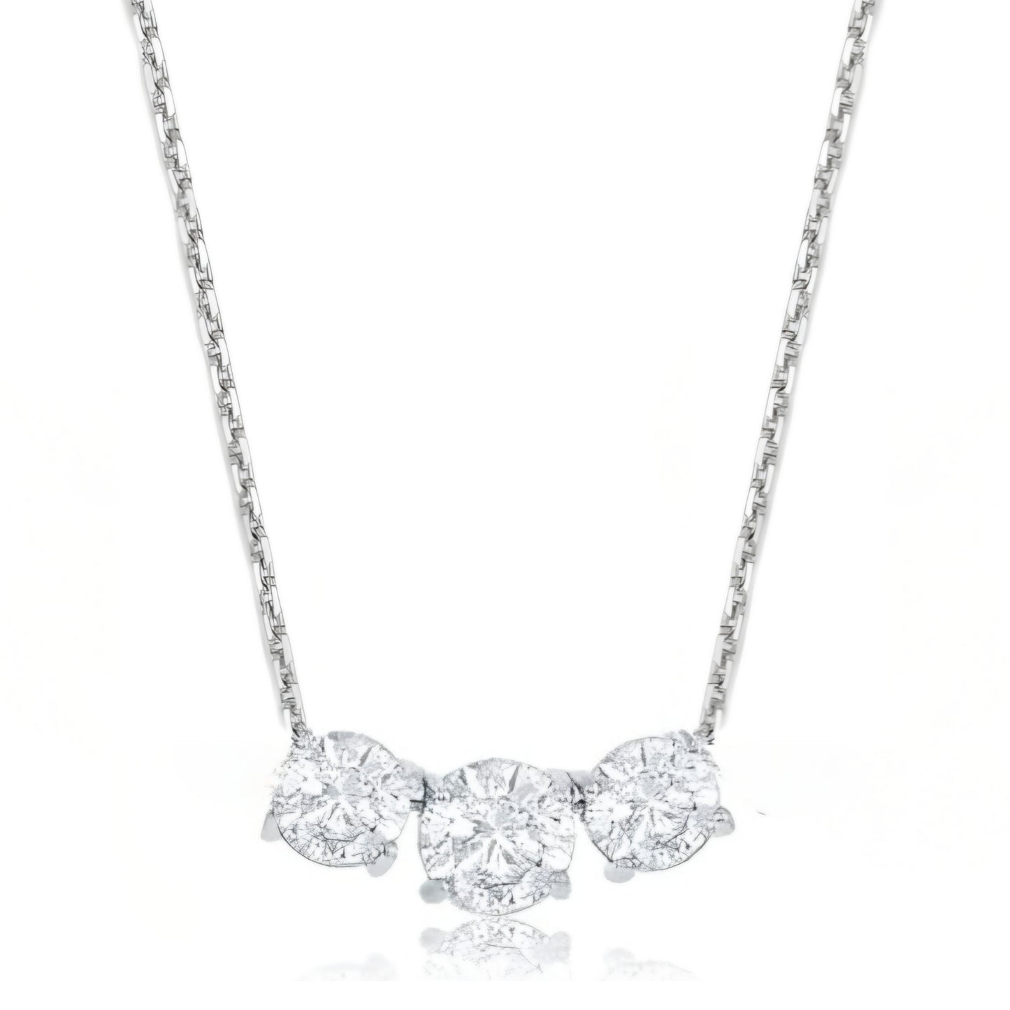 14K 3 Stone Lab Grown Diamond Necklace