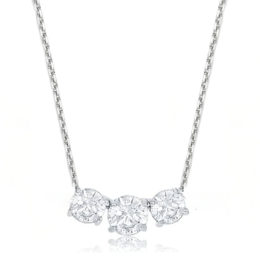 14K 3 Stone Lab Grown Diamond Necklace