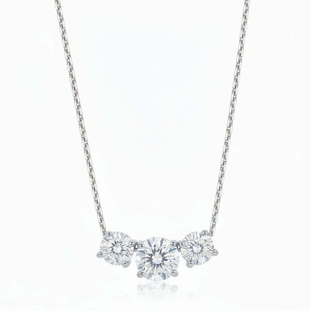 14K 3 Stone Lab Grown Diamond Necklace