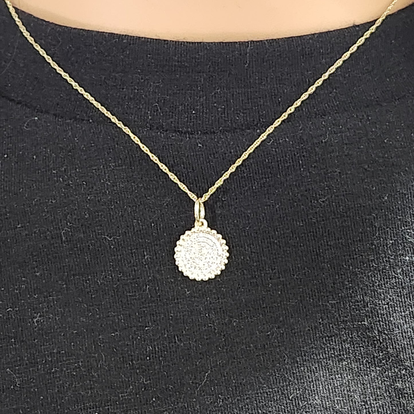 10K Gold Micropave Diamond Circle Necklace