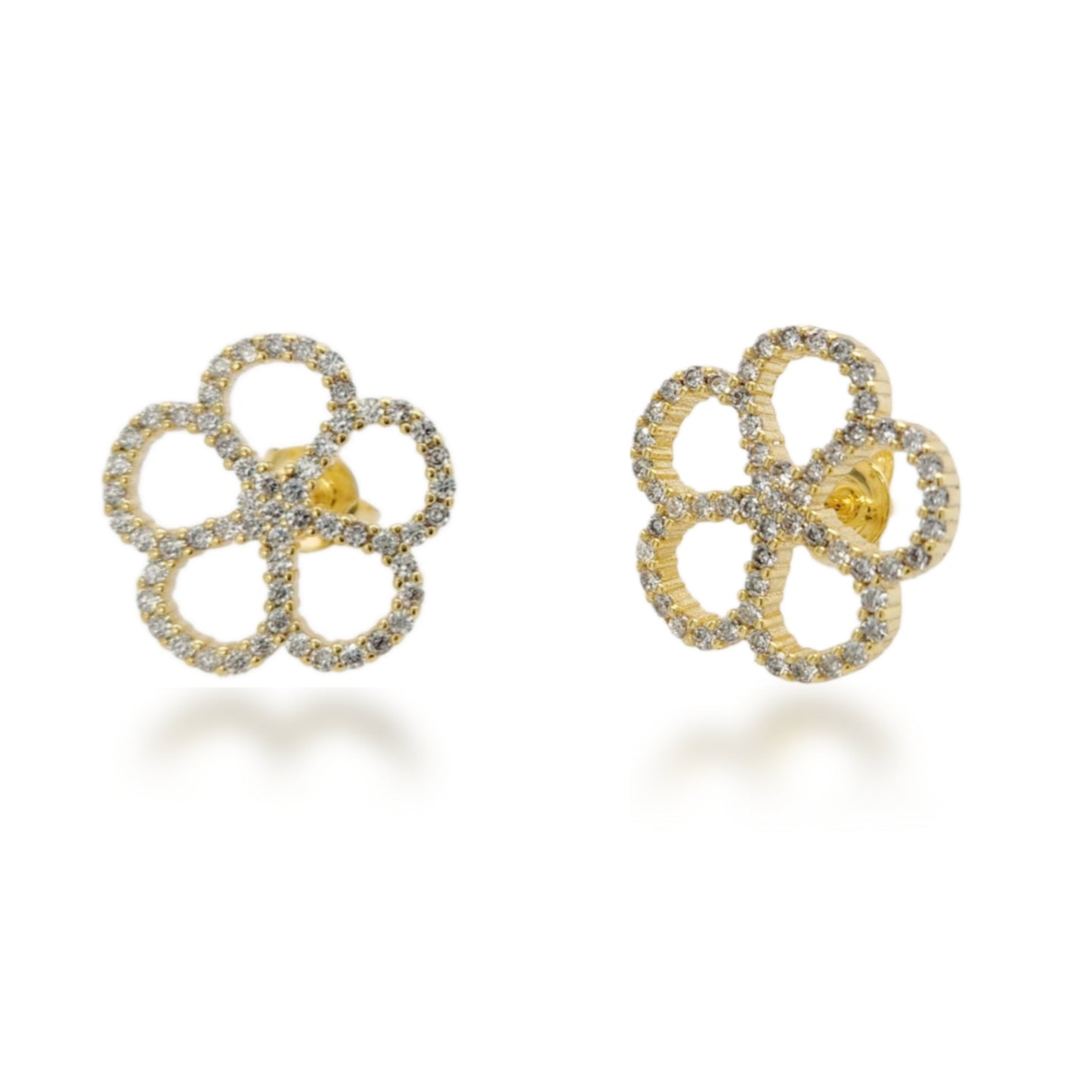 Surgical Steel CZ Flower Stud Earrings