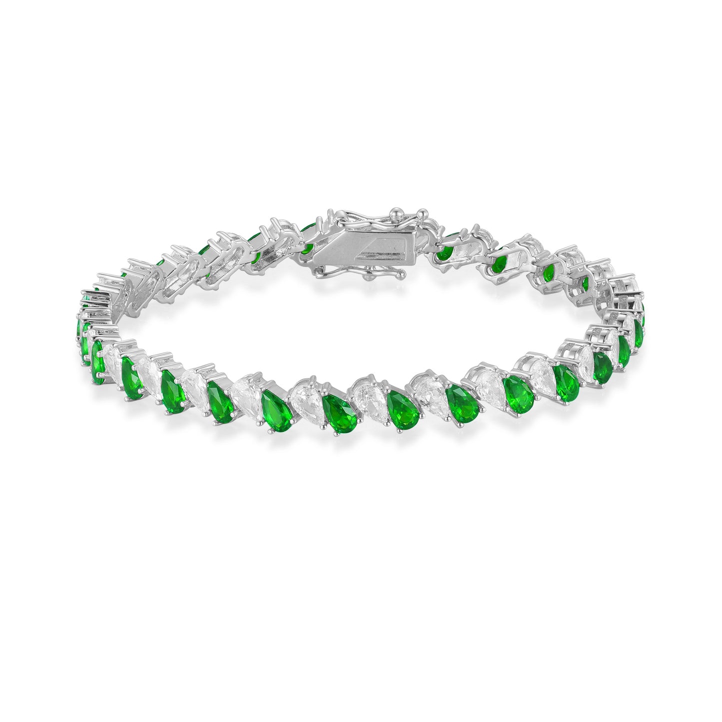 Sterling Double Pear Silver Tennis Bracelet