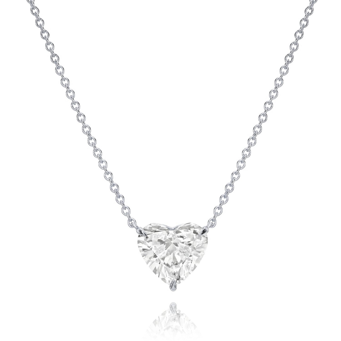 Sterling Silver CZ Heart Necklace