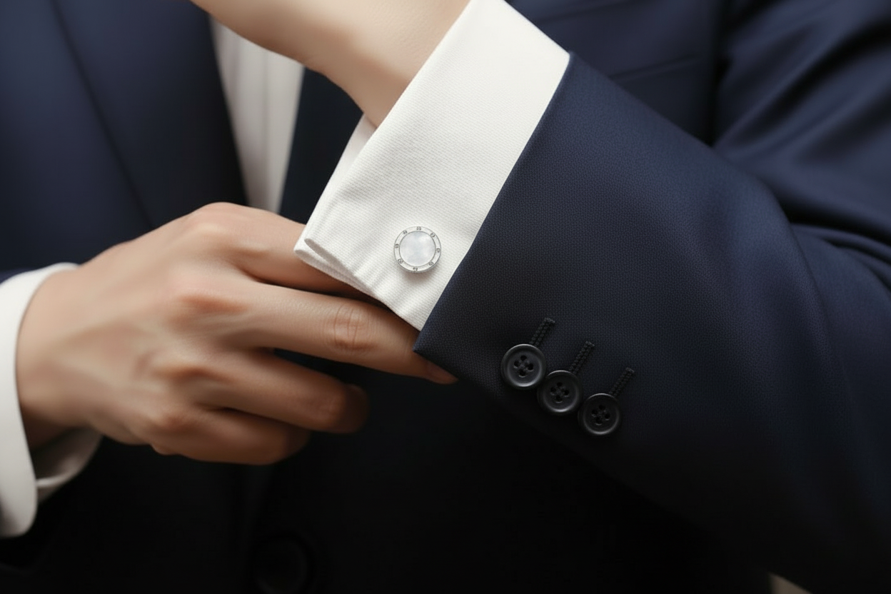 Smaller Round Mother of Pearl Cufflink