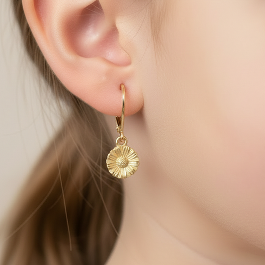Surgical Steel Sunflower Shaped Earrings