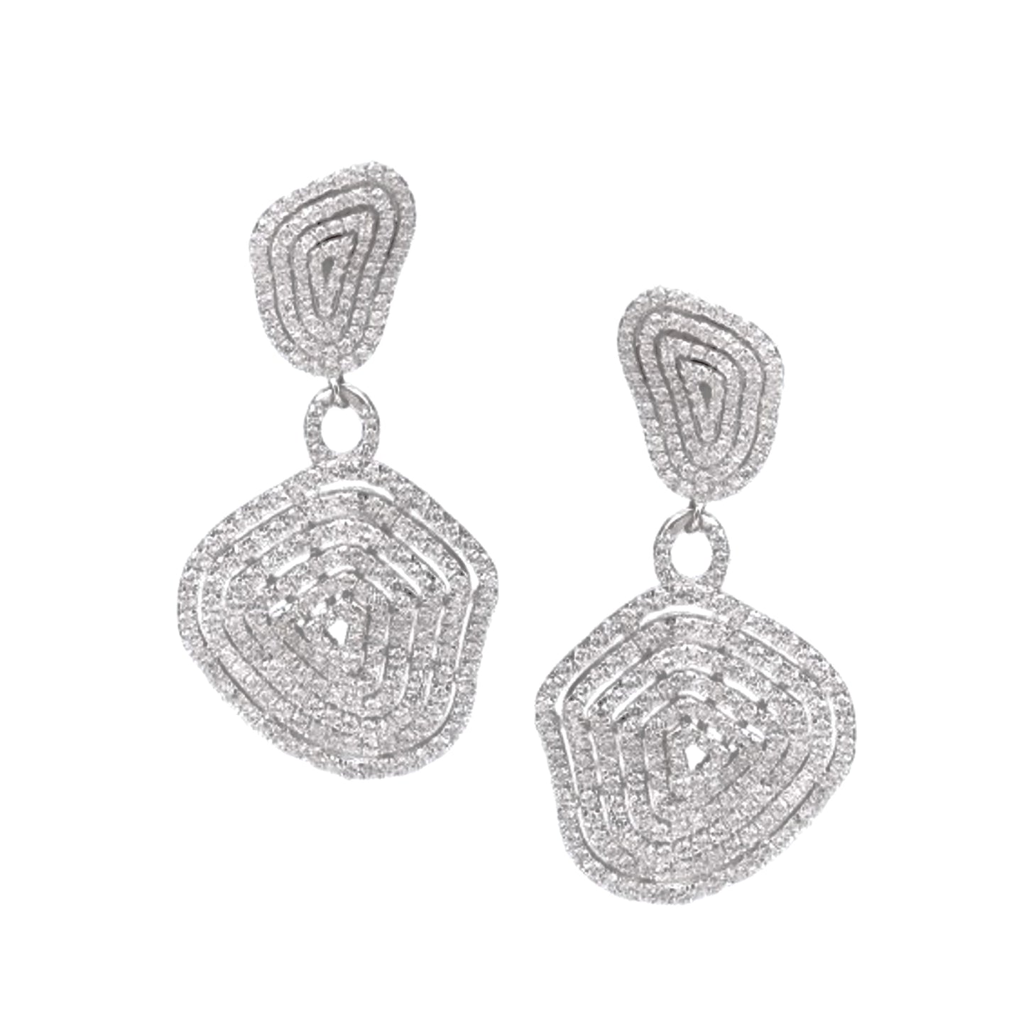Sterling Silver Natural Shape MicroPave Earrings