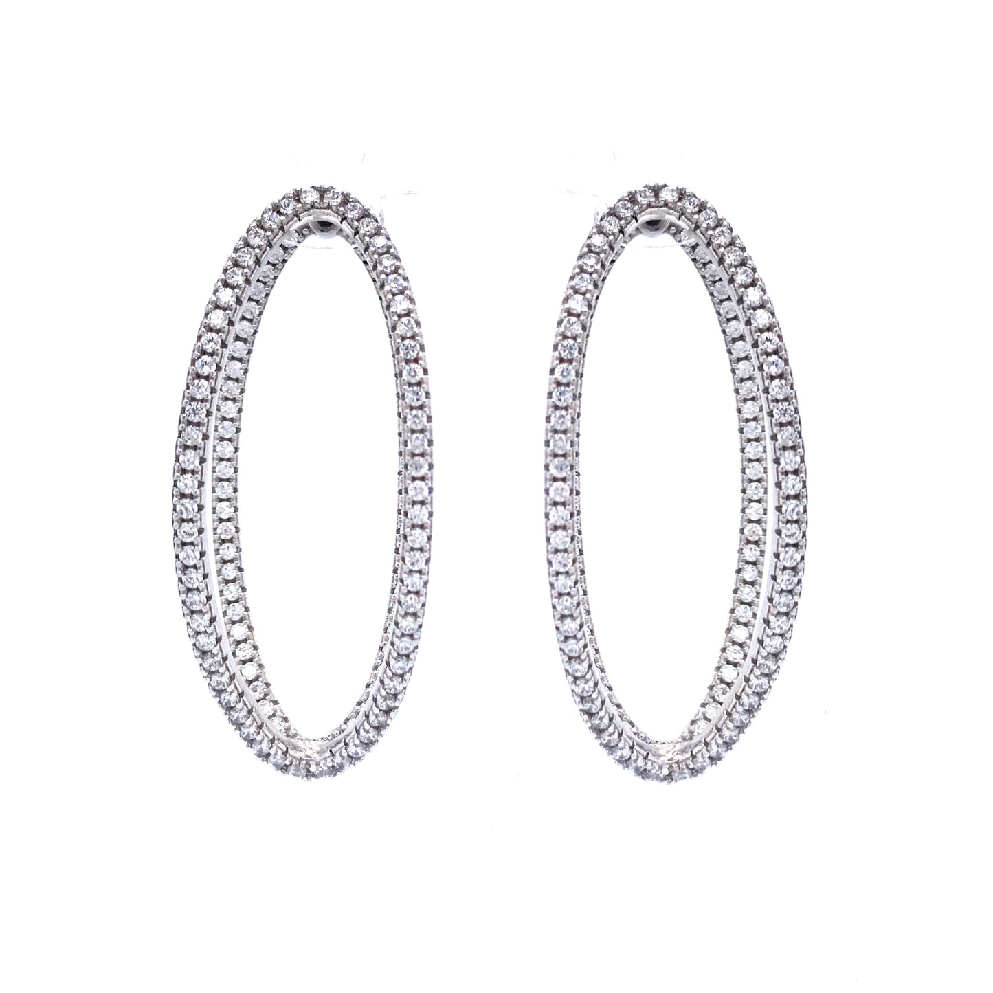 Sterling Silver Double Oval Earrings - HK Jewels
