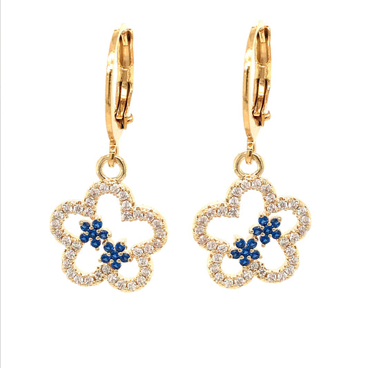 Surgical Steel Blue Flower Earrings - HK Jewels