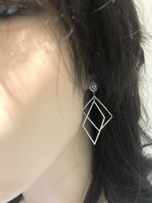 Sterling Silver Large Geometric Earring - HK Jewels