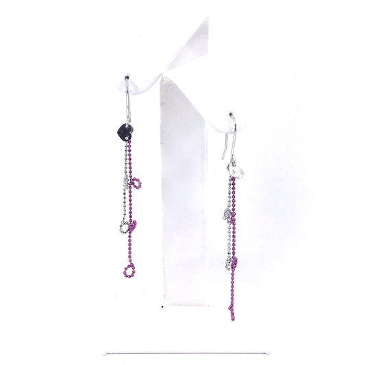 14K White Gold Beaded Earrings - HK Jewels