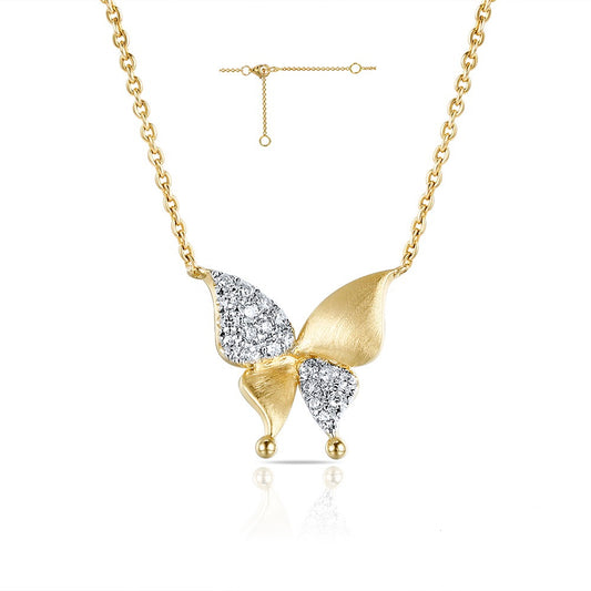 14K Gold and Diamond Butterfly Necklace - HK Jewels