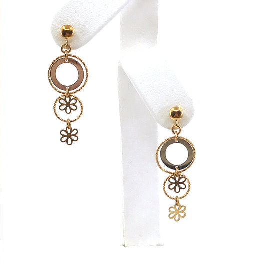 14K Two Tone Circle Earrings - HK Jewels