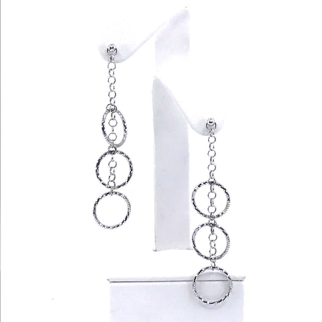 14K White Gold Circle Earrings - HK Jewels