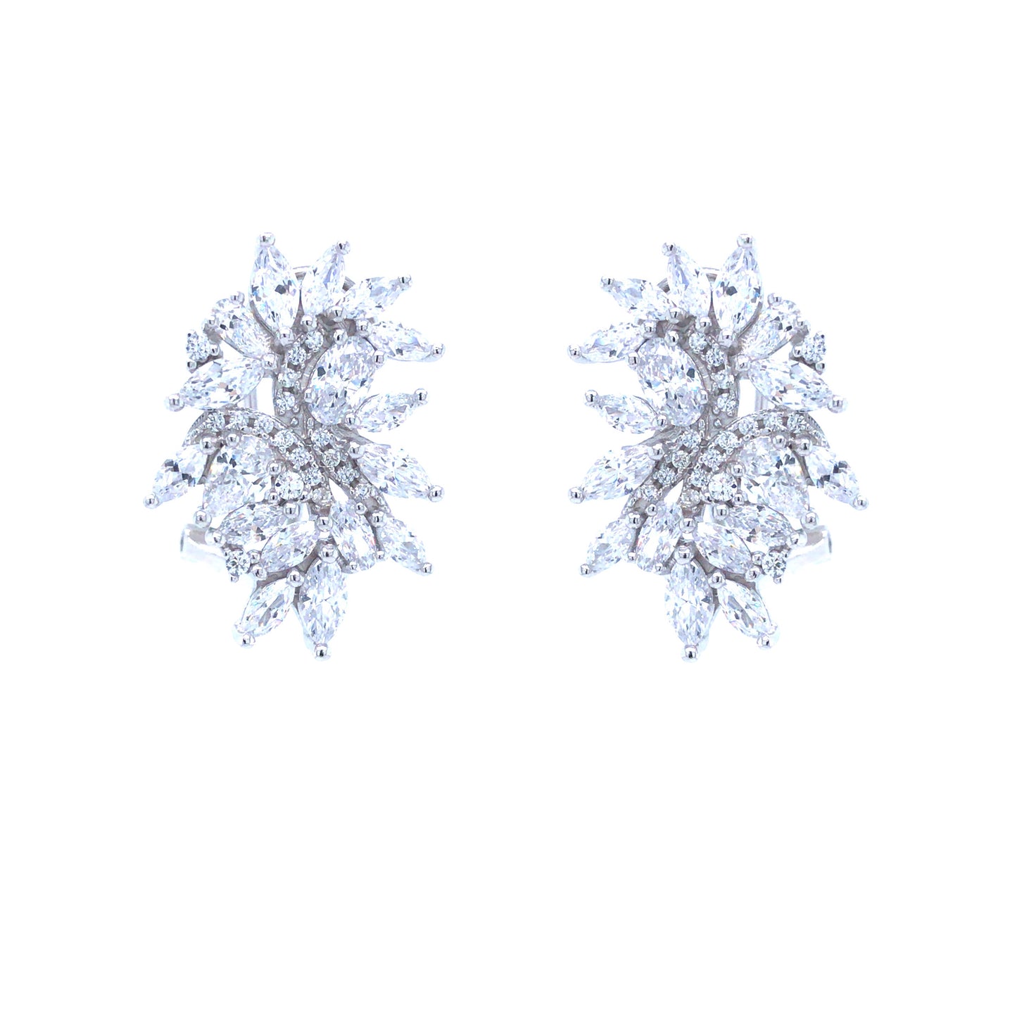 Sterling Silver CZ Large Stud Earring - HK Jewels