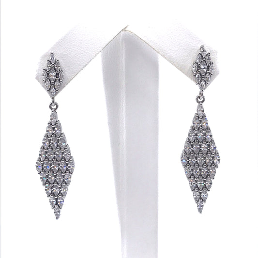 Sterling Silver Diamond Shape Earrings - HK Jewels