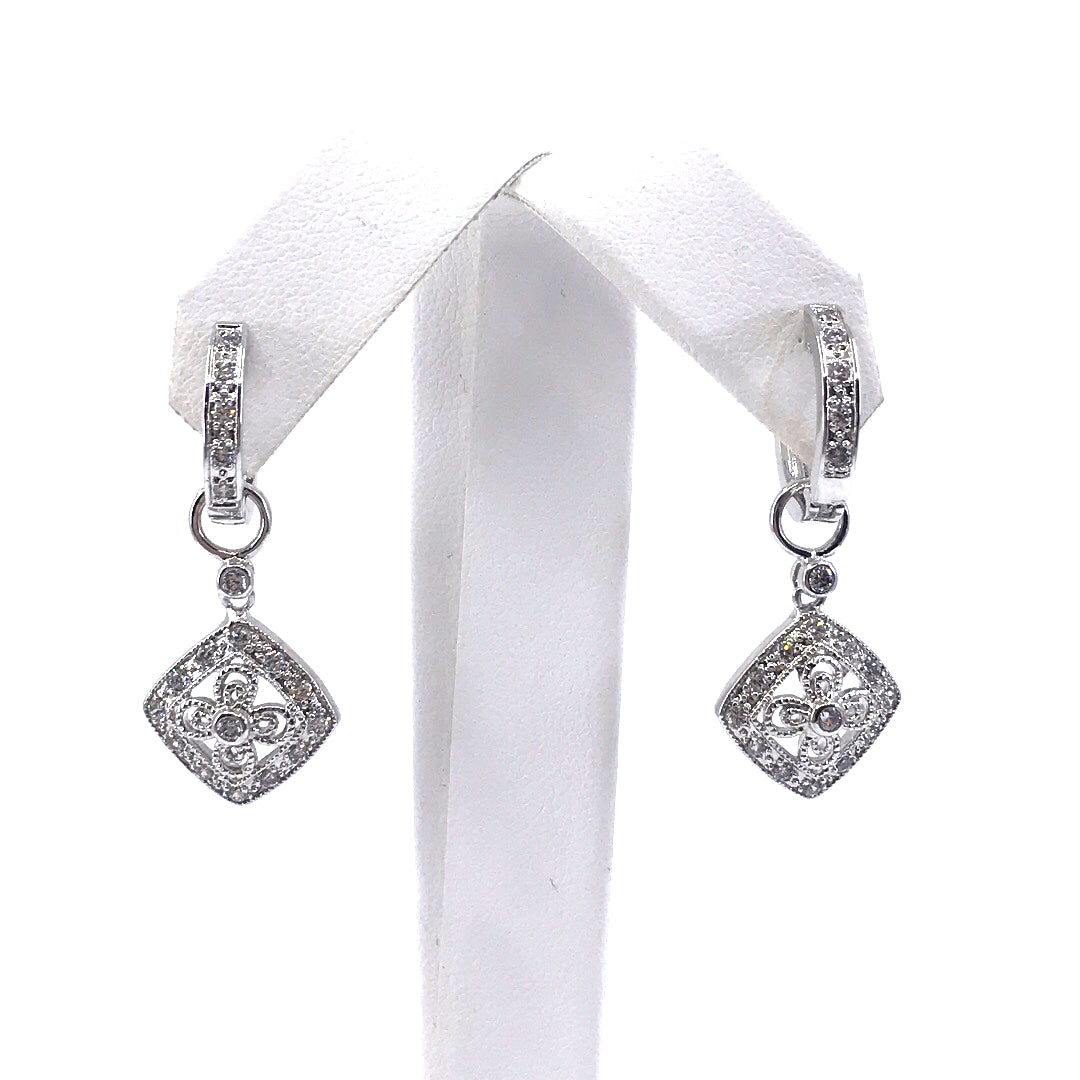 Sterling Silver Diamond-Shape Earrings - HK Jewels