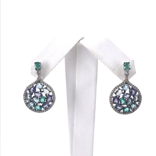 Sterling Silver Teardrop/Round Earrings - HK Jewels