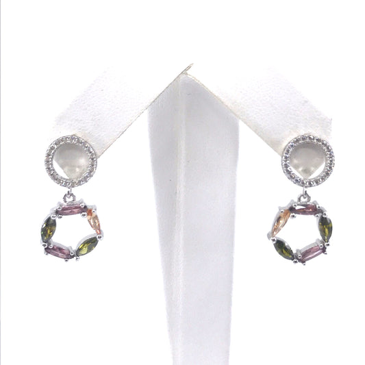 Sterling Silver Multicolor Circle Earrings - HK Jewels