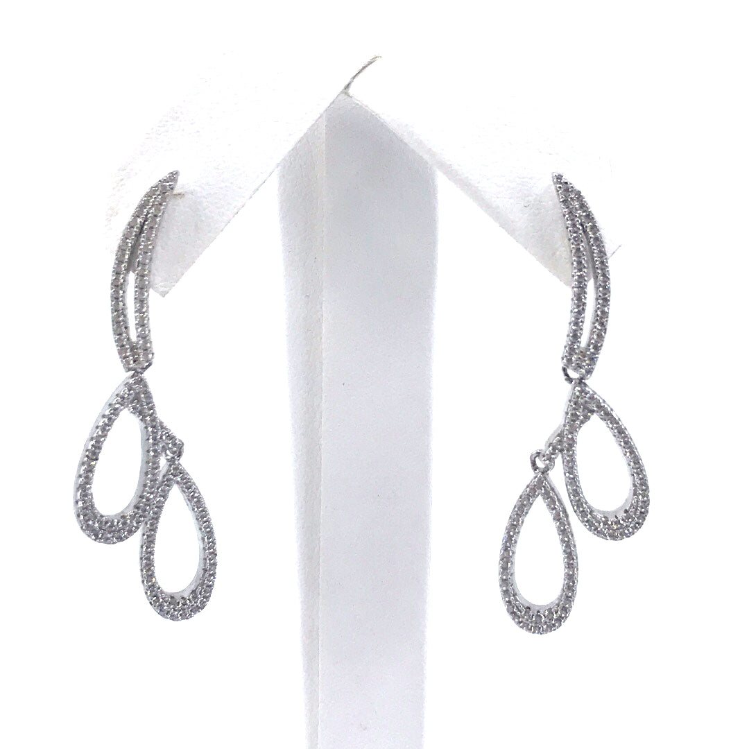 Sterling Silver Double Teardrop Earrings - HK Jewels