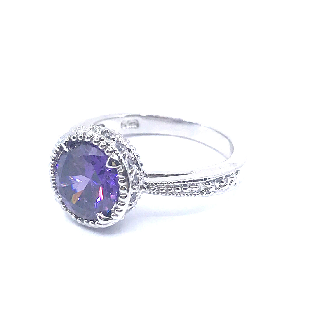 Sterling Silver Circle Stone Ring - HK Jewels