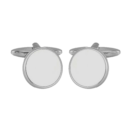 White Acrylic Round Hire Wear Cufflinks - HK Jewels