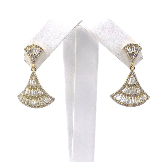 Sterling Silver Micro Pave Baguette Earrings - HK Jewels