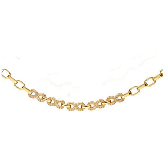 Gold Plated Link With CZ Center Bracelet - HK Jewels