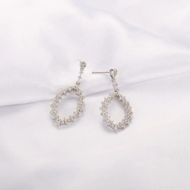 Sterling Silver CZ Marquis Earrings - HK Jewels