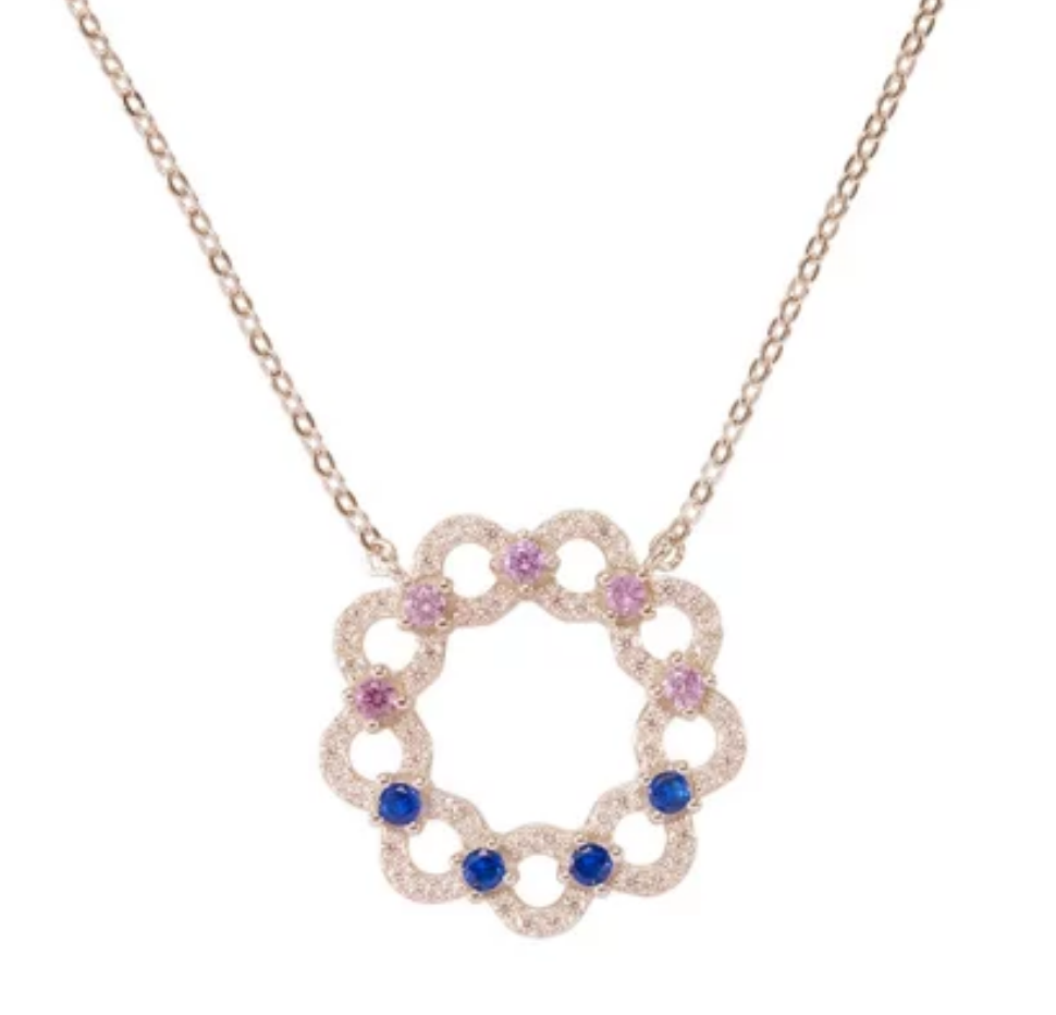 Sterling Silver Colorful Necklace - HK Jewels