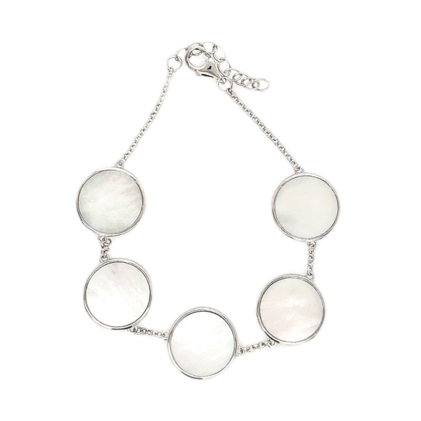 Sterling Silver 5 Circles Mother of Pearl Bracelet - HK Jewels