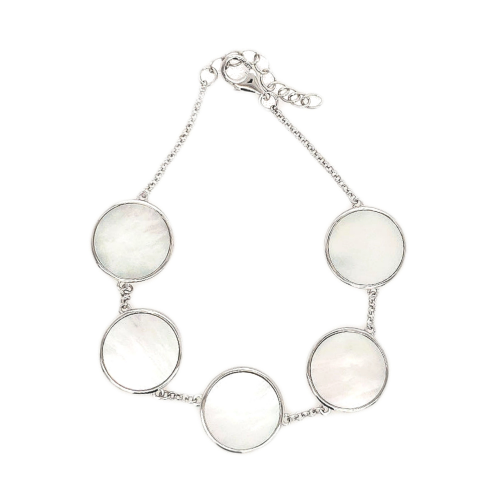 Sterling Silver 5 Circles Mother of Pearl Bracelet - HK Jewels