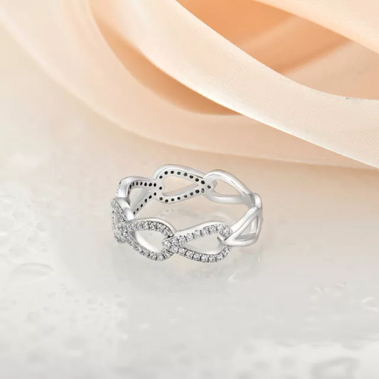 Sterling Silver Micropave Teardrop Shaped Links CZ Ring | HK Jewels - HK Jewels