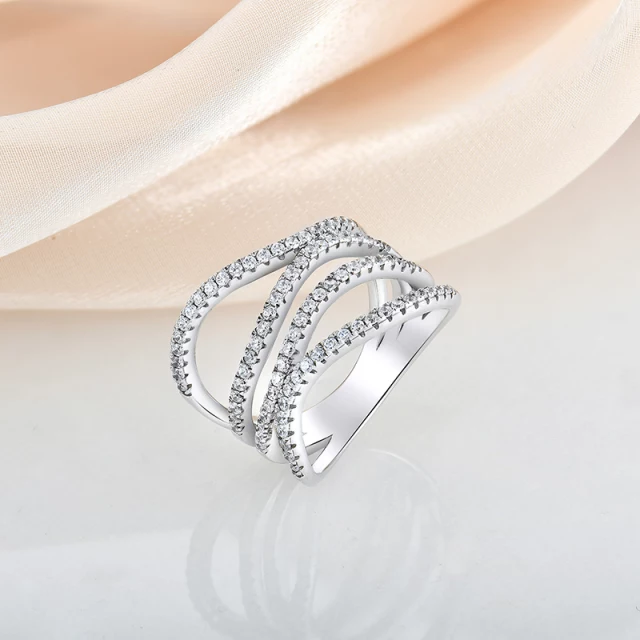 Sterling Silver Micropave CZ Quadruple Braid Twisted Ring - HK Jewels