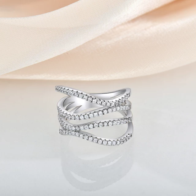 Sterling Silver Micropave CZ Quadruple Braid Twisted Ring - HK Jewels