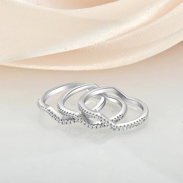Sterling Silver Micropave CZ Wavy Ring - HK Jewels